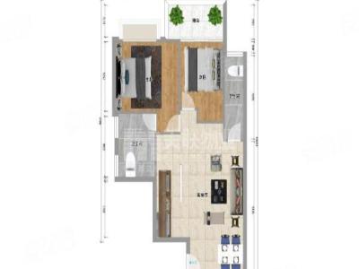 聚宝华府小区2室2厅1卫户型图1