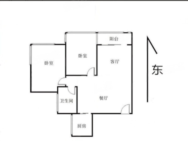 中珠上城一期小区2室2厅1卫户型图4