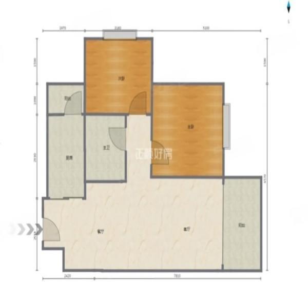 海尚绿洲小区2室2厅1卫户型图4