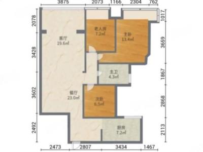 丽景名筑二期小区3室2厅1卫户型图1