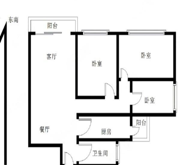 雅居乐万象郡二期小区1室1厅1卫户型图2