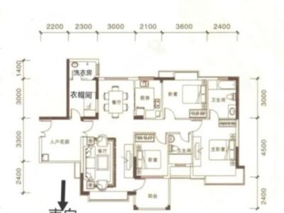 锦绣荣城小区3室2厅2卫户型图3