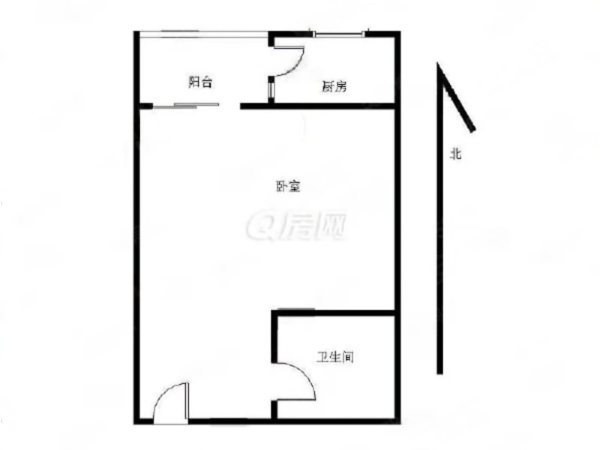 蓝钻双子座楼小区1室1厅1卫户型图14