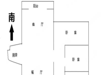 华发又一城二三四六八期2室2厅1卫户型图2