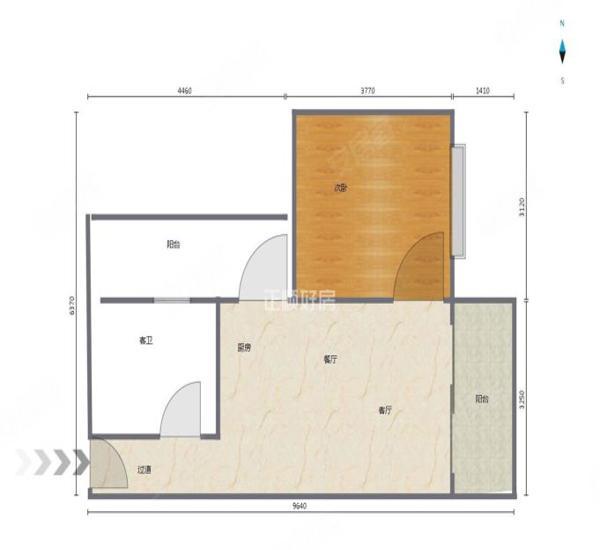 雅居乐悦景园小区1室1厅1卫户型图8