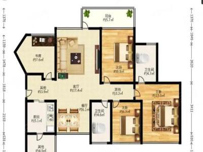 京基御景印象一期小区3室2厅2卫户型图2