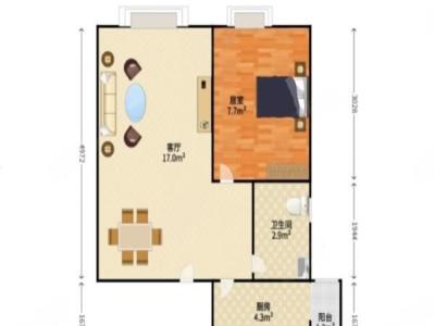 名骏豪庭小区1室1厅1卫户型图2