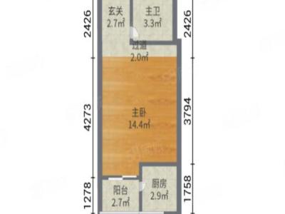 银领时代园小区1室1厅1卫户型图2