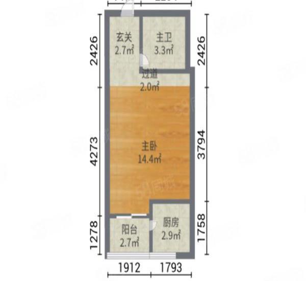 银领时代园小区1室1厅1卫户型图