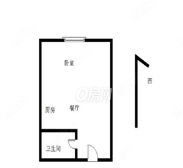 广联蓝爵小区1室1厅1卫户型图2