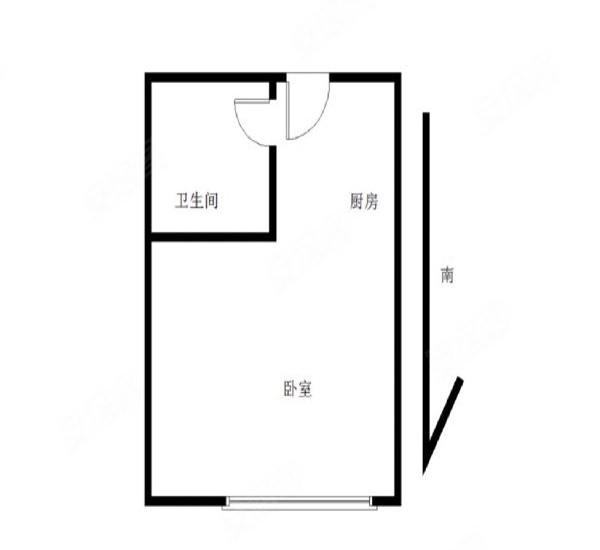 华发世纪城三期小区1室1厅1卫户型图3