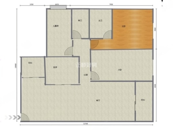 南湾国际小区3室2厅2卫户型图11