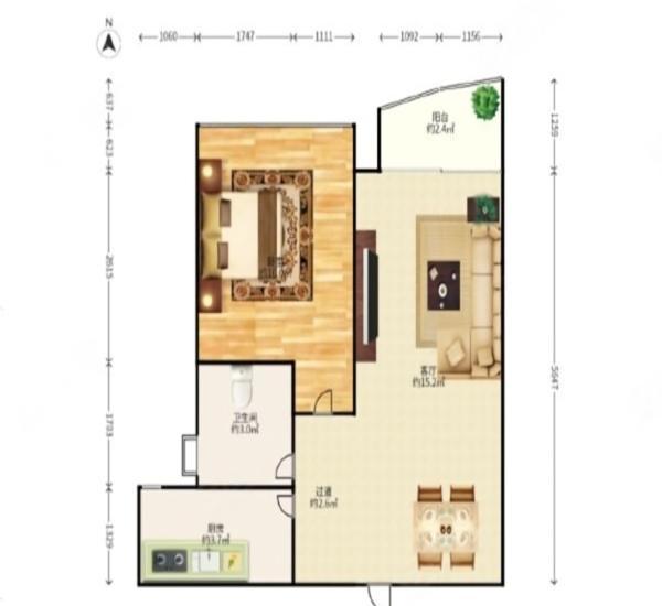 金港豪庭小区1室1厅1卫户型图10