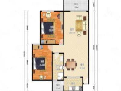 大信海岸家园西区小区2室2厅1卫户型图2