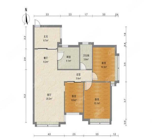 华发新城五期小区2室2厅1卫户型图