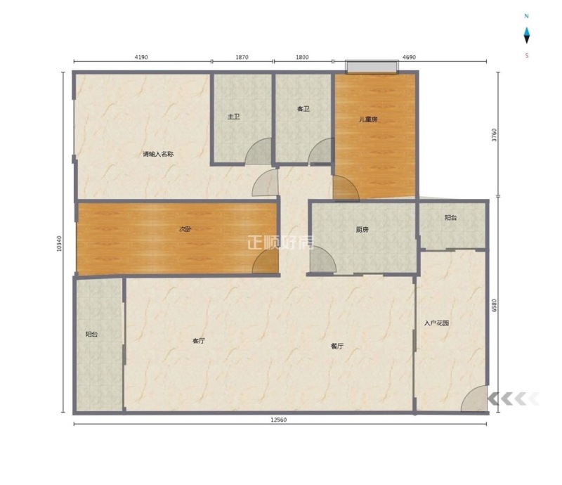 南湾国际小区3室2厅2卫户型图12
