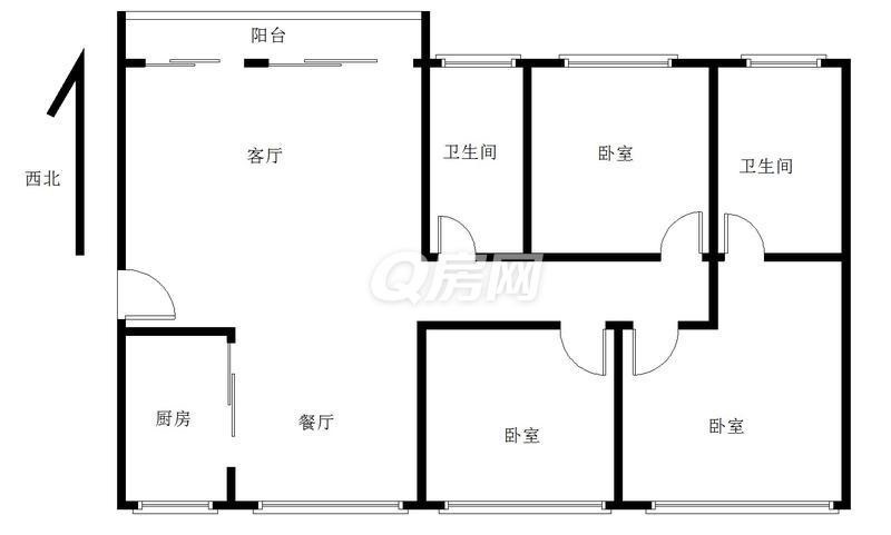 南湾国际小区3室2厅2卫户型图16