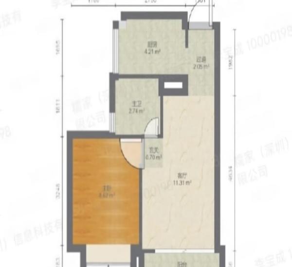 皇庭世纪小区1室1厅1卫户型图77