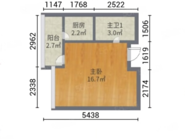 莲塘东路小区1室0厅1卫户型图2