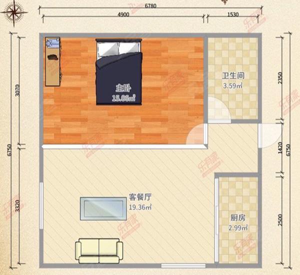 东尚新地小区1室1厅1卫户型图