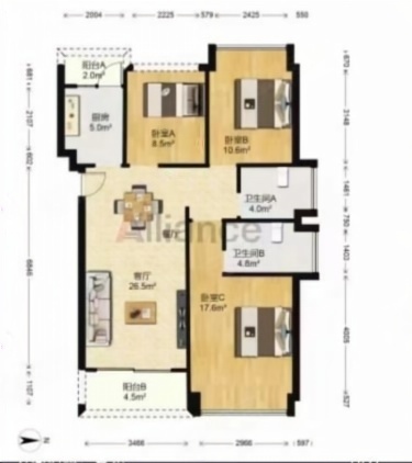 保利时代小区3室2厅2卫户型图47