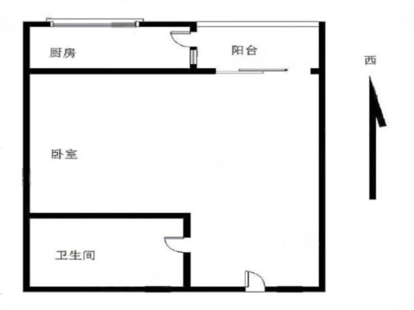 蓝钻双子座楼小区1室1厅1卫户型图11