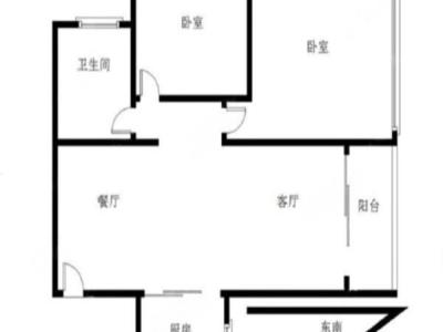 华发又一城二三四六八期小区2室1厅1卫户型图4