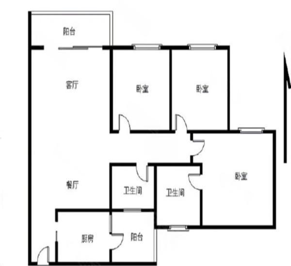 雅居乐凯珀湾畔小区3室2厅2卫户型图6