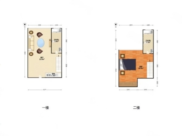 逢源公寓小区1室1厅2卫户型图6