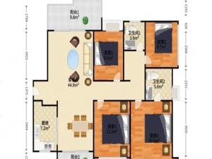 华发四季 4室2厅2卫148.75㎡_华发四季二手房户型图片4