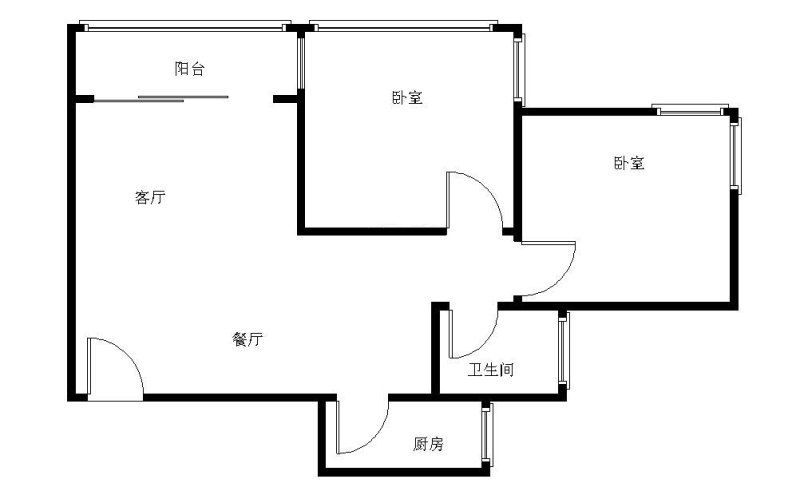 中珠上城一期小区2室2厅1卫户型图