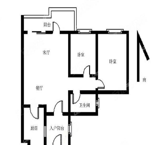 时代倾城三期小区2室2厅1卫户型图30