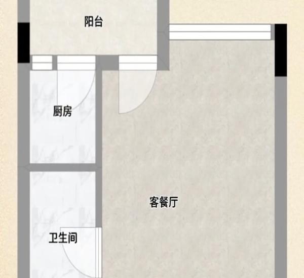 莲塘东路小区1室1厅1卫户型图2