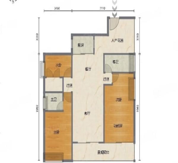 中珠上城二期小区3室2厅2卫户型图18