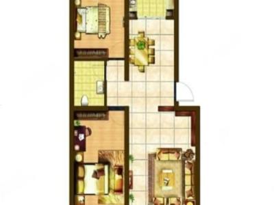 城市花园莲兴阁小区2室2厅1卫户型图2