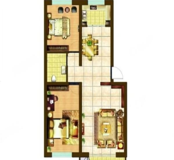 城市花园莲兴阁小区2室2厅1卫户型图