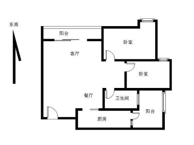 每一间2室2厅1卫户型图2