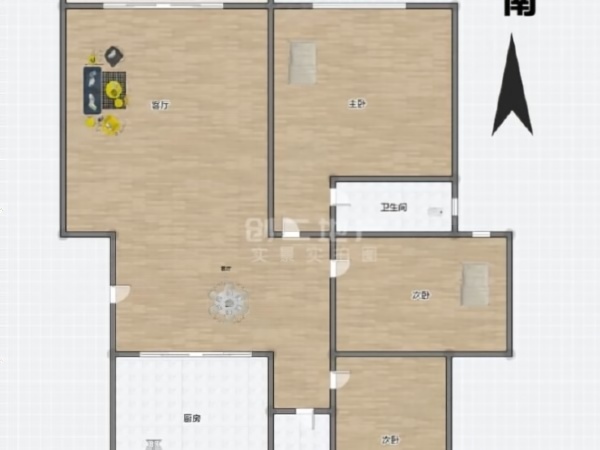 银领时代园小区1室0厅1卫户型图2