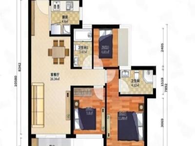 东关珺府小区2室2厅1卫户型图1