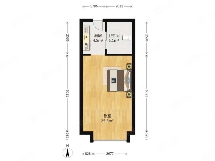 华发世纪城三期小区1室1厅1卫户型图7