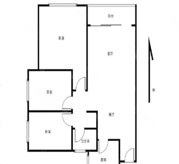 中邦御珑湾小区3室2厅1卫户型图4