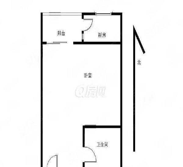 蓝钻双子座楼小区1室1厅1卫户型图3