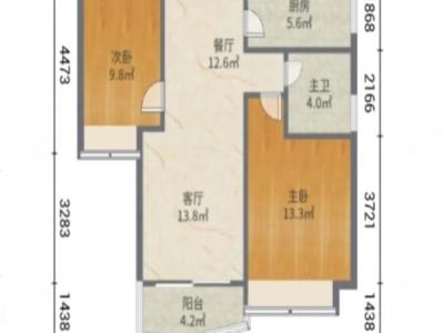 华发峰景湾小区2室2厅1卫户型图2