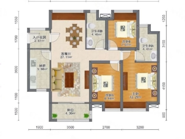 保利时代小区3室2厅户型图9