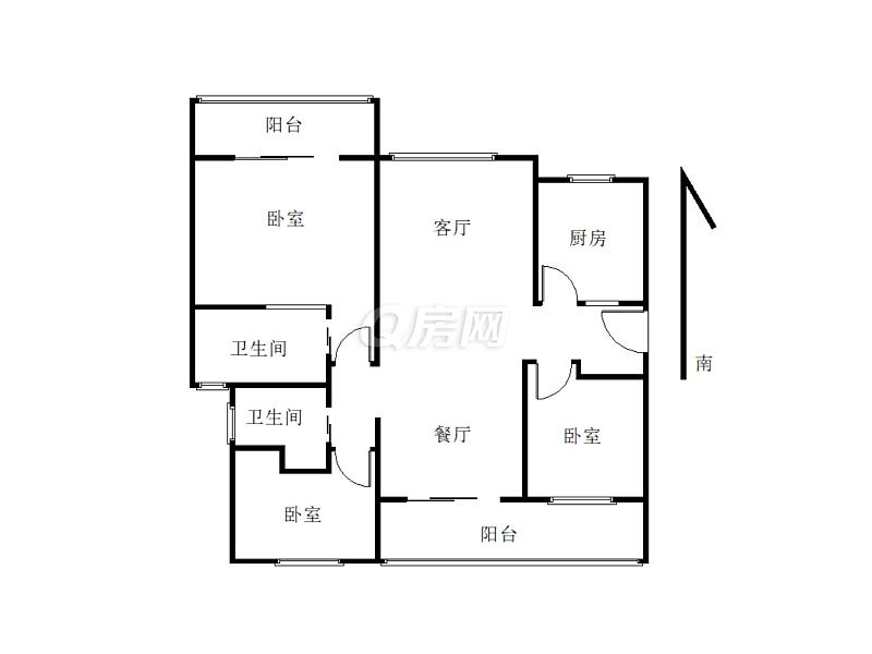 中珠上城二期小区3室2厅2卫户型图7