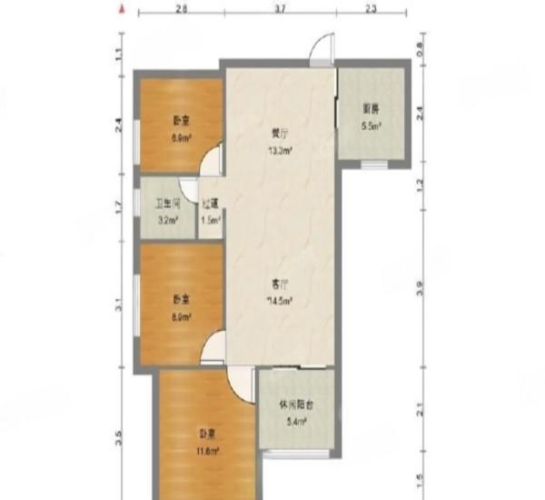 中邦御珑湾小区3室2厅1卫户型图8