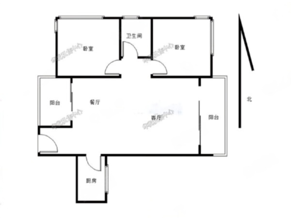 华发新城五期小区2室2厅1卫户型图3