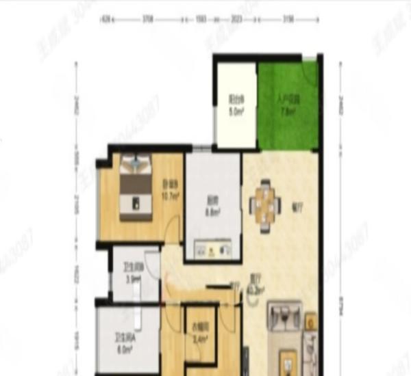 南湾国际小区3室2厅2卫户型图10