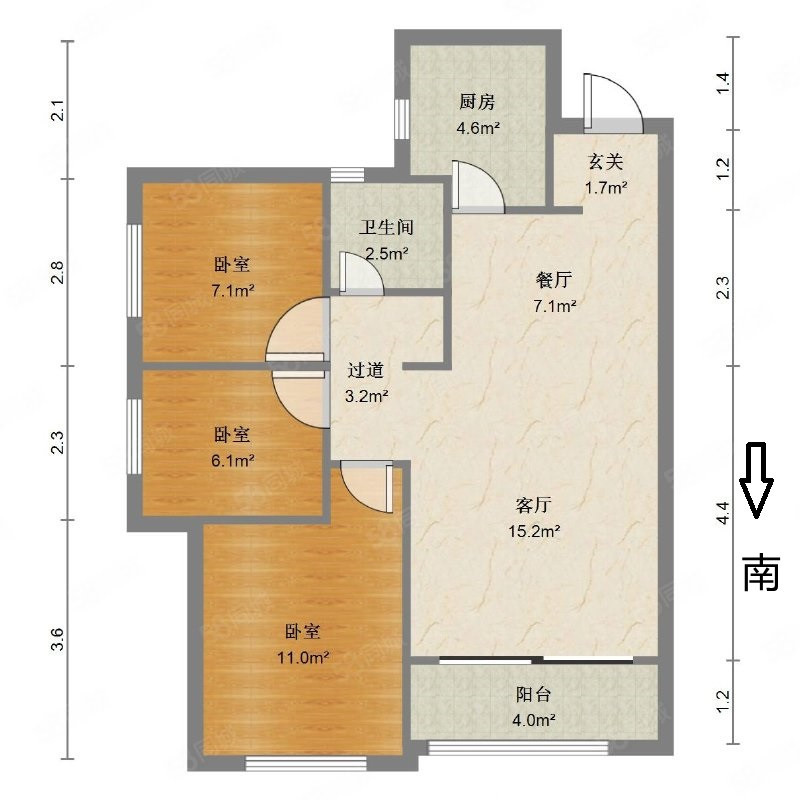中邦御珑湾小区3室2厅1卫户型图