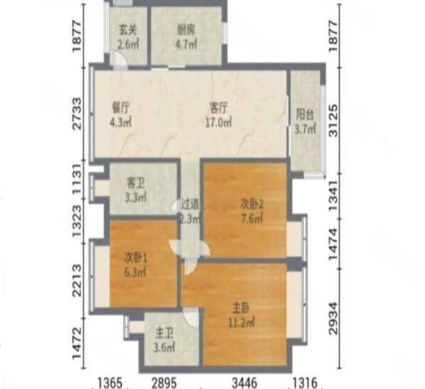 保利时代小区3室2厅2卫户型图35